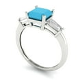 thumbnail image 2 of Three-Stone Engagement Ring for Women - 1.62ct Simulated Turquoise in 14K White Gold Promise Ring, 2 of 6