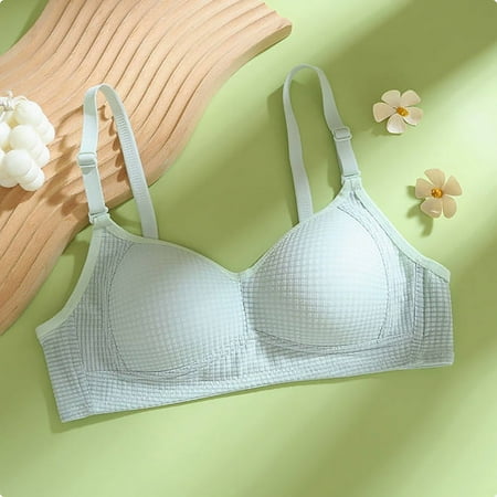 Wireless Bras Plus Size  Xunlbb Women s Lingerie Student Girl Gathered Thin Without Steel Ring Girl s Bra(Green M)