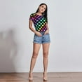 thumbnail image 5 of KLL Women 's Crew Neck Bodysuit Jumpsuits Rainbow Hearts Print Short onesies Stretch T Shirts, 5 of 5