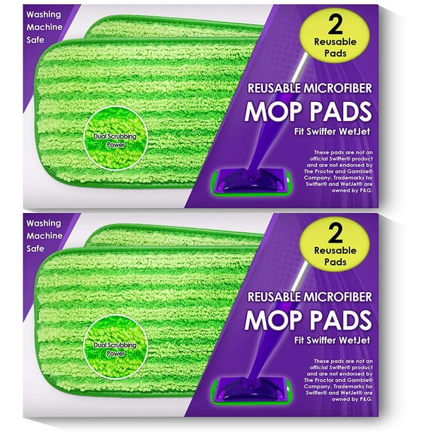 Reusable Microfiber Mop Pads fits Swiffer WetJet Washable Mop Pad Refills 12 Inch Cleaning