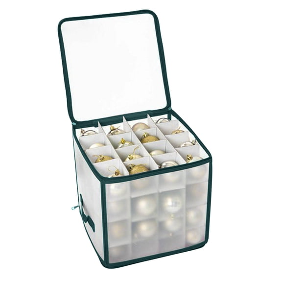 Christmas Ornament Storage Container â 64 Capacity Holiday Decoration Organizer with Double Zipper Closure, Sturdy Xmas Organizer for Each Ornaments up to 2.75"