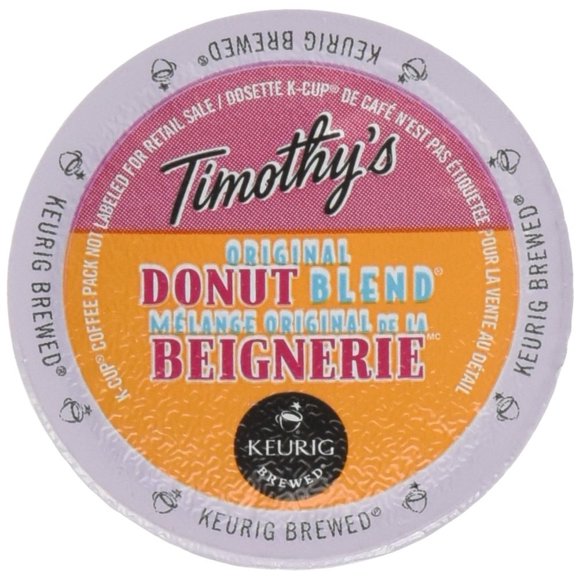 Timothy's World Coffee, mezcla original de rosquillas, paquete de porciones K-Cup para cafeteras Keurig K-Cup, 24 unidades (paquete de 2)