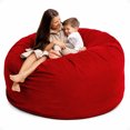 thumbnail image 1 of Ultimate Sack 6000 6-Foot Bean Bag Chair Oversized Foam Lounger, Red Suede Cover, 1 of 7