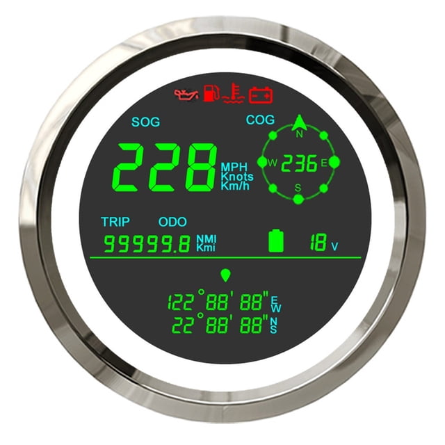 85MM GPS Speedometer 0-299 Km/h LCD Digital GPS Speed Gau Trip ODO COG Fuel Level Voltmeter For Boat Marine Motorcycle
