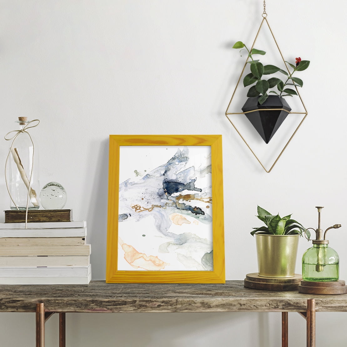 Organic Interlace II -Framed Print w/glass-Sunflower Yellow