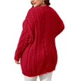 thumbnail image 2 of Women Plus Size V‑Neck Cable Knit Sweater, Oversized Long Sleeve Pullover Top, 2 of 4