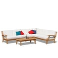 thumbnail image 4 of WholesaleTeak Outdoor Patio Grade-A Teak Wood Samurai 6 Piece Sectional Sofa Set - 2 Love Seats, 1 Lounge Chair, 1 Corner Pc, 1 Coffee Table & 1 Side Table -Furniture only #WMSSSSM3, 4 of 5
