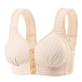 thumbnail image 2 of LangJing Front Closure Wireless Bras for Women No Underwire, Women's Non-steel Lace Stitching Comfortable And Breathable Gathered Adjustable Bra Underwear Beige,36, 2 of 3