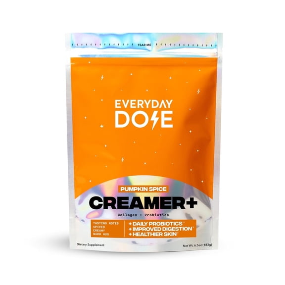 Everyday Dose Pumpkin Spice Coffee Creamer with Collagen and Probiotics, A2 Milk Powder, 6.5 oz