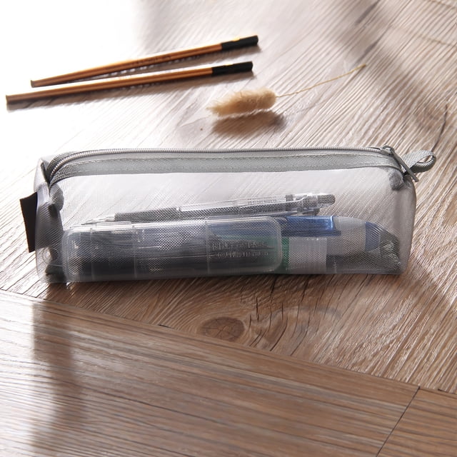 Estuche de malla de gran capacidad con cremallera - Bolsa de papelería transparente para colegio, exámenes, viajes y organización