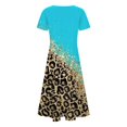 thumbnail image 2 of Gibobby Vestido casual de verano para mujer Mujer verano casual manga corta estampado floral cuello redondo vestido suelto Boho playa vestido largo(Azul celeste,CH), 2 of 5