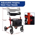 thumbnail image 4 of FAGINEY P-hx001a Walkers for Seniors with Seat Adjustable Rollator Walker with 10" Wheels, Red, 4 of 8