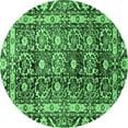 thumbnail image 1 of Ahgly Company Indoor Round Oriental Emerald Green Traditional Area Rugs, 4' Round, 1 of 4