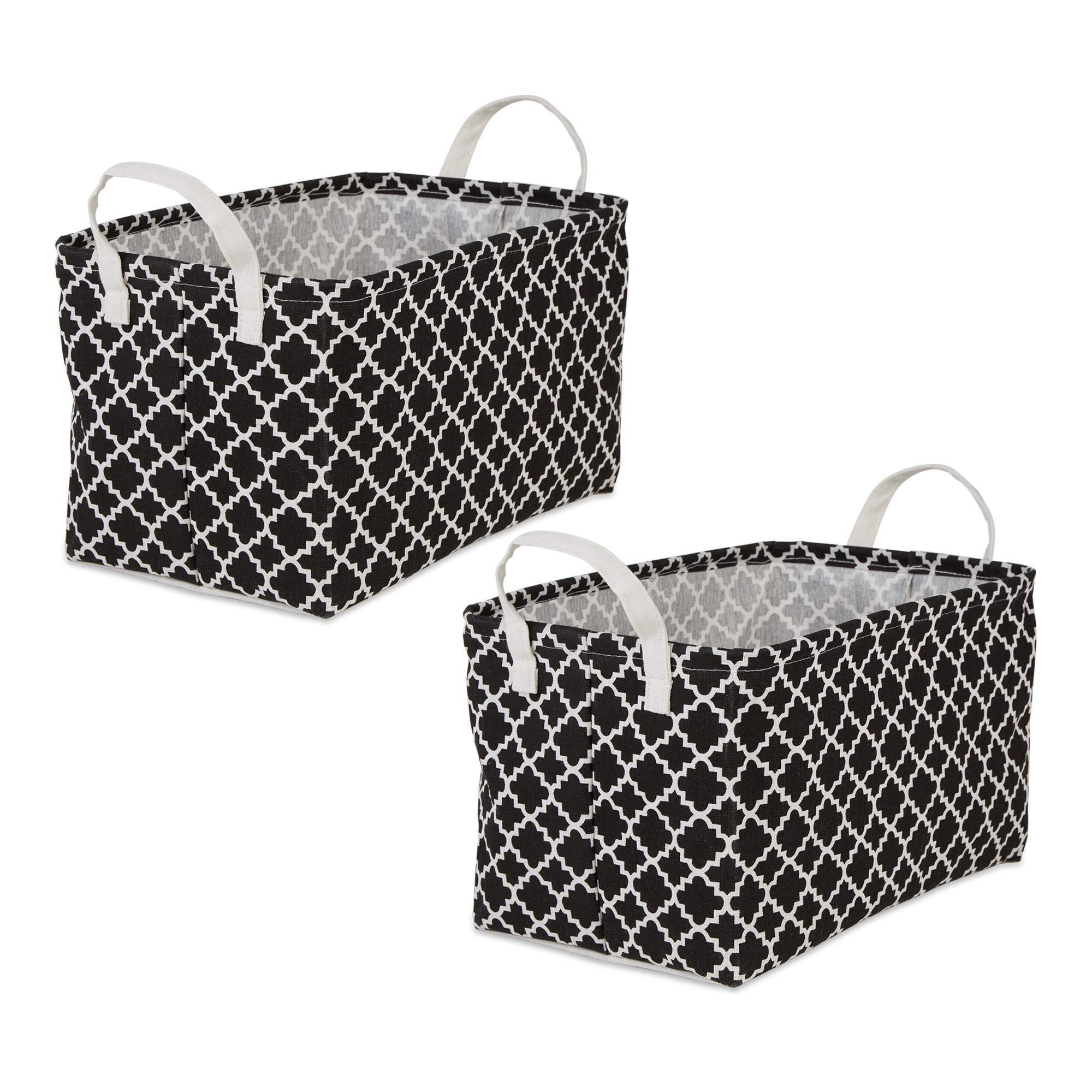 DII Rectangle Large Lattice Laundry Hampers, Black, 2 Count