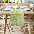 thumbnail image 2 of Linen Burlap Table Runner Green Bamboo Leaves Kitchen Table Runners for Dinner Holiday Party Wedding Events Decor, 2 of 5