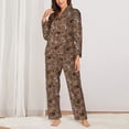 thumbnail image 2 of Wukai Warm Coffee Pattern Print Women's Pajama Set,PJ Set,Lounge Sets For Women Soft Long Sleeve Sleepwear Comfort and Style-X-Large, 2 of 7