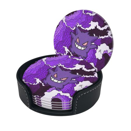 

G-Engar Anime Funny Coasters 6 Pcs Leather Coasters That Protect Furniture From Water Marks Scratches And Damage