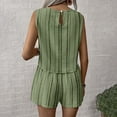 thumbnail image 5 of Women's Summer 2 Piece Short Sets Lounge Sleeveless Top Short Matching Outfits Casual Striped Vacation Sweatsuit Green M, 5 of 6