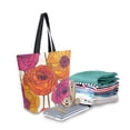 thumbnail image 2 of FORMRS Womens Canvas Tote Bag with Zipper Inner Pocket Shoulder Handbag, Purple Hand Drawn Floral, 2 of 7