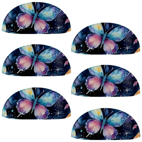 PhooArto 6 Pcs Cup Drawer Pulls, Watercolor Galaxy Butterfly Pattern Shell Shape Handles Cabinet Knobs for Dresser Cupboard Closet Wardrobe with Screws