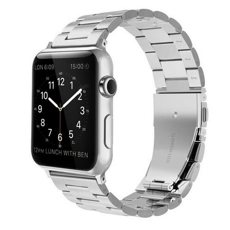 LUXE Silver Metal Link Stainless Steel Band for Apple Watch 42MM Series 5/4/3/2/1