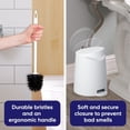 thumbnail image 4 of Small Plastic Bathroom Set 3L White Plastic Compact Trash Can, and Toilet Bowl Cleaner Brush with Holder – Matching Toilet Set, 4 of 5