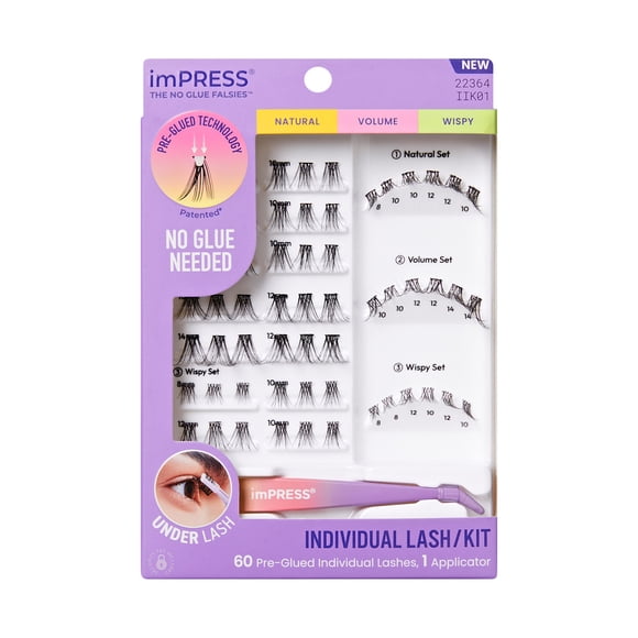 KISS imPRESS Individual Lash Kit 01, Lash Mapping, Classic, Volume, Wispy