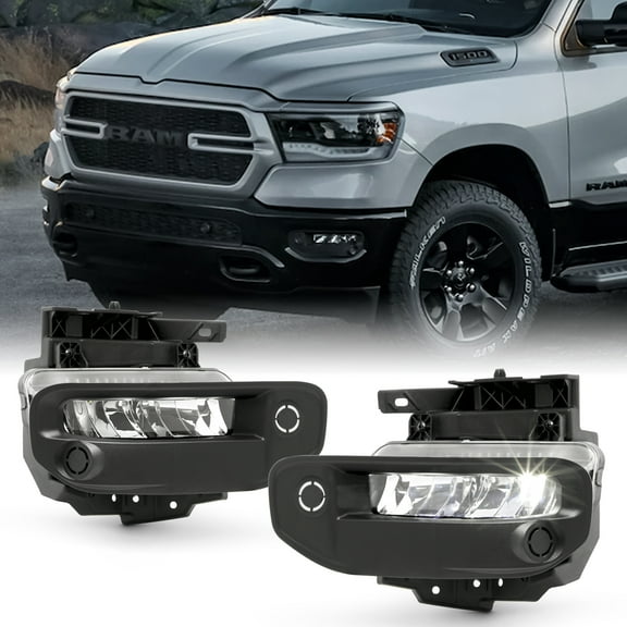 AKKON - Fits 2019-2023 Ram 1500 Pickup Truck [LED Type] Bumper Chrome Fog Lights Pair w/ Wiring Harness Screw Switch