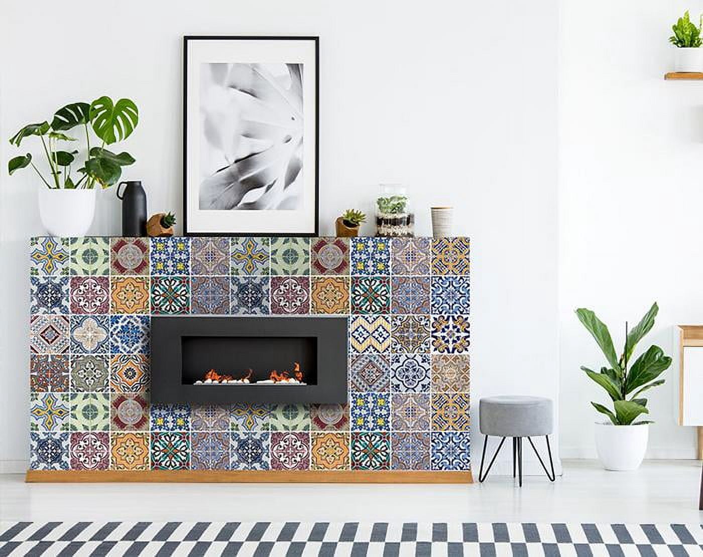 HomeRoots 400364 8 x 8 in. Linna Multi Blue Mosaic Peel & Stick Tiles