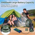 thumbnail image 2 of Portable Camping Fans with Light for Tent 10400mAh Rechargeable Battery Operated Desk Fan with Hanging Hook and Foldable Tripod Oscillating Table Fan for Tent,Outdoor, Bedroom, 2 of 6