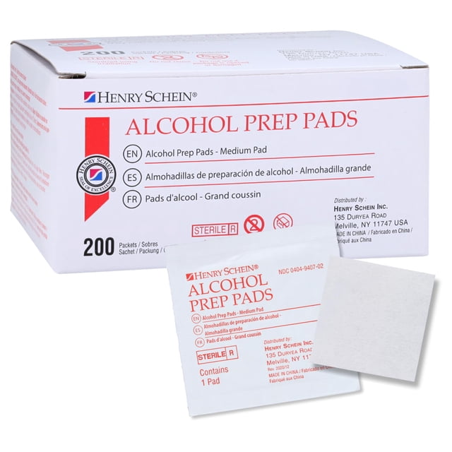 Pads de preparación con alcohol Henry Schein 70% isopropílico, paquete de 200