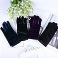 thumbnail image 4 of rygai Banquet Gloves Vintage Decorative High Elasticity Windproof Wear-resistant Keep Warm Breathable Women Short Opera Flannelette Gloves for Outdoor,Purple One Size, 4 of 8
