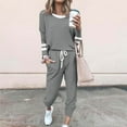 thumbnail image 2 of YUGYXL Jogging Suits for Women Long Sleeve Crewneck Pullover with Track Pant 2 Piece Lounge Set Sweatsuit Travel Outfits Gray XXL, 2 of 5