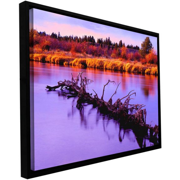 ArtWall Dean Uhlinger "Madison River Sunset" Floater Framed Gallery-Wrapped Canvas