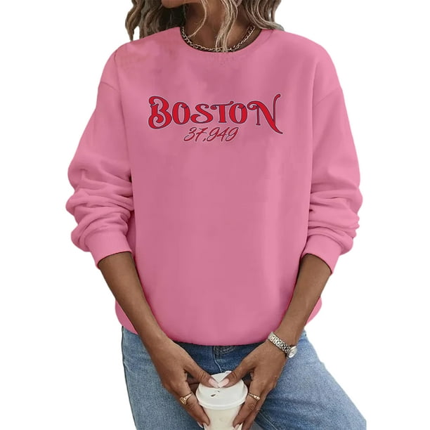 UKAP Women Sweatshirt Crew Neck Tops Long Sleeve Pullover Loose Fit Winter  Tee Pink XL