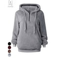 thumbnail image 5 of Gustave Women's Fuzzy Fleece Long Sleeve Pullover Hoodies with 1/4 Zip Up Sweatshirt Warm Oversized Outwear Coat(Gray,4XL), 5 of 7
