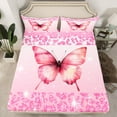 thumbnail image 2 of Homewish Flying Butterfly 4-Piece Full Size Sheets For Children Teens Female,Bling Leopard Print Bed Sheets,Pink Glitter Lightweight Sheet Sets,Microfiber Bedroom Decor, 2 of 7