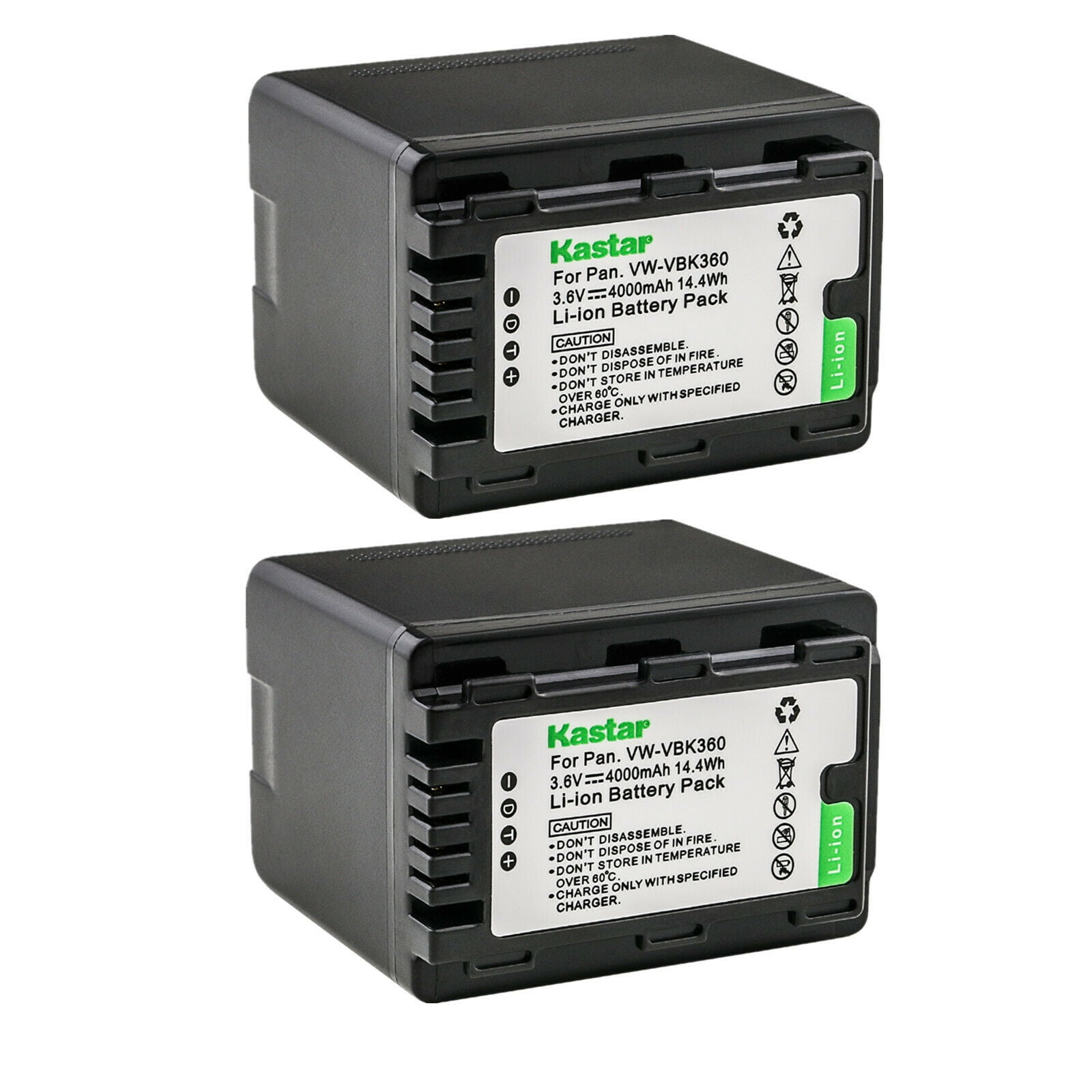 Kastar 2-Pack Battery VW-VBK360 Replacement for Panasonic HDC