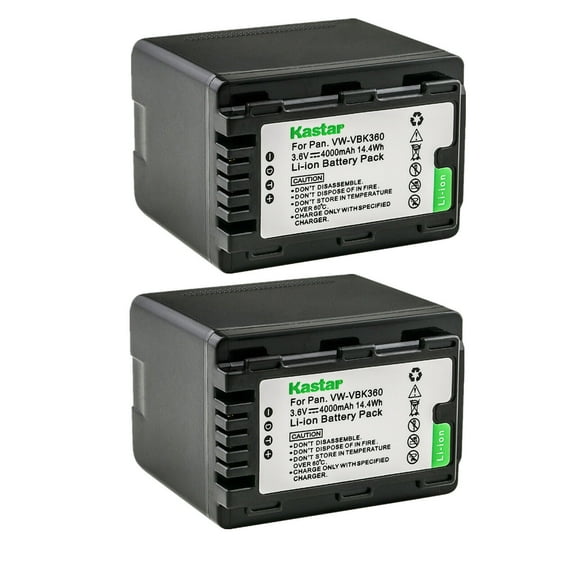 Kastar 2-Pack Battery VW-VBK360 Replacement for Panasonic HC-V500MGK, HC-V500MK, HC-V600M, HC-V700, HC-V700GK, HC-V700K, HC-V700M, HC-V700MGK, HC-V700MK, HC-V707, HDC-H80, HDC-HS40, HDC-HS40K Camera