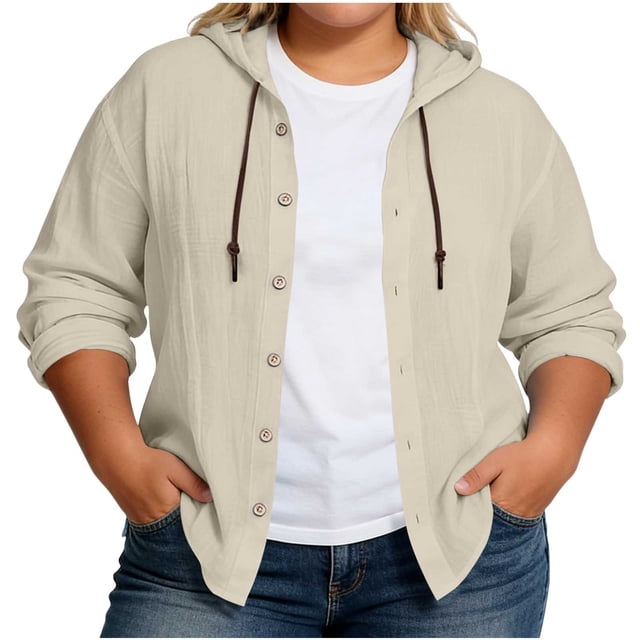 Camiseta con Capucha de Vendaje de Color Sólido con Botones de Manga Larga de las Mujeres, Camisetas de Manga Larga de las Mujeres de Moda Primavera Otoño Uso Diario
