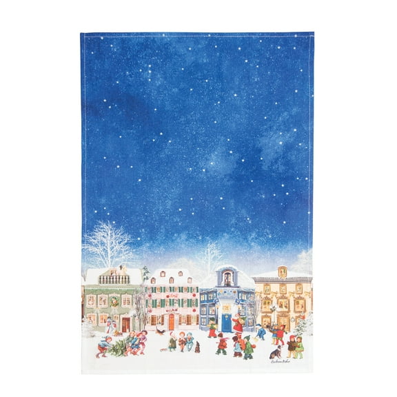 Vintage Houses With Kids Printed Flour Sack Kitchen Towel