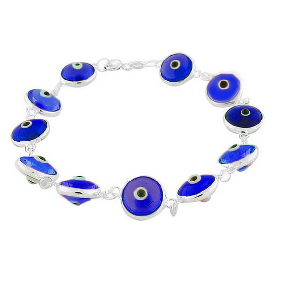 925 Sterling Silver Dark Blue Evil Eye Hamsa Beaded Bracelet