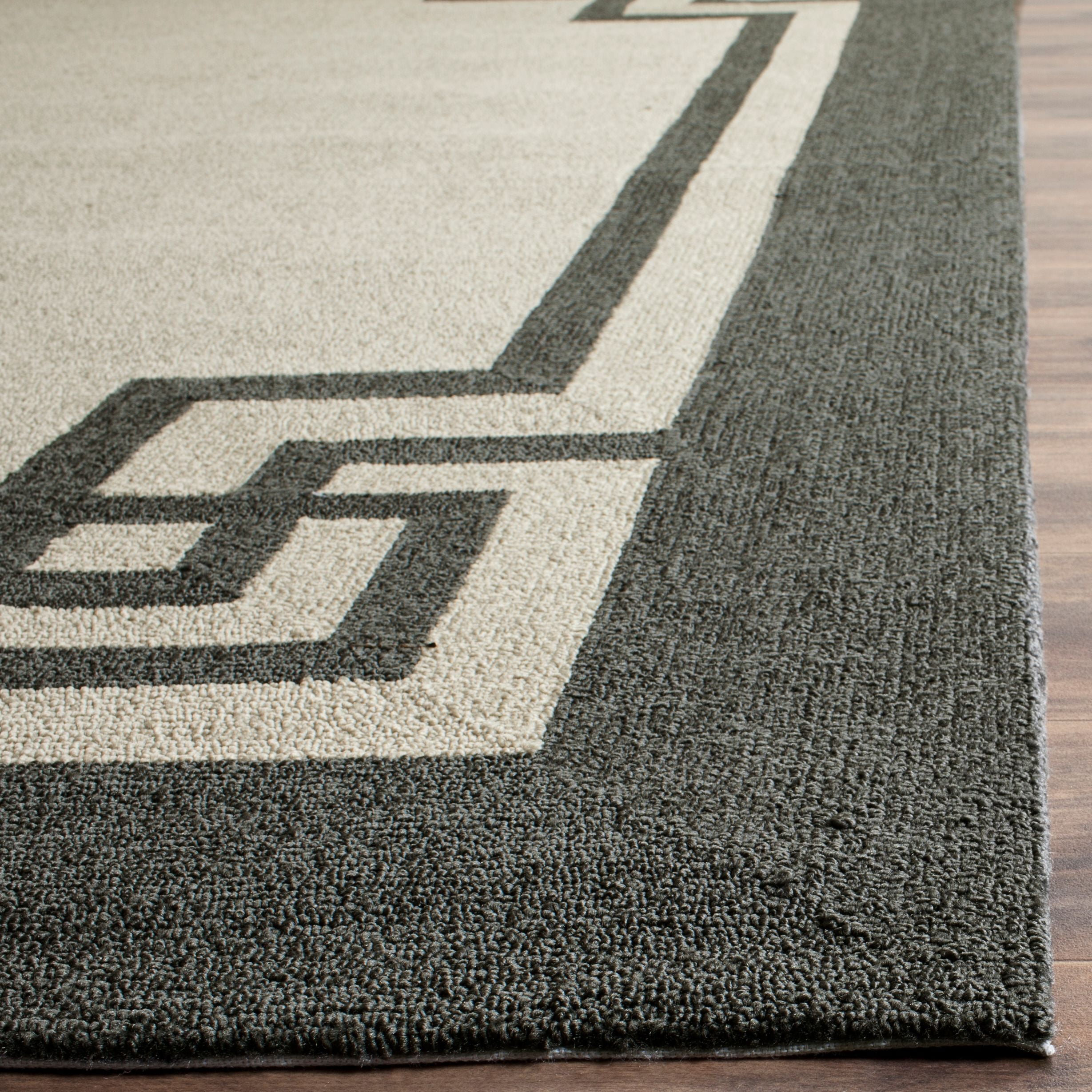 SAFAVIEH Four Seasons Yasim Bordered Area Rug, Ivory/Charcoal, 4' x 6'