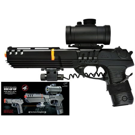 DOUBLE EAGLE KS-91 SPRING AIRSOFT GUN PISTOL W RED DOT SCOPE & RED LASER (Best 380 Pistol With Laser)