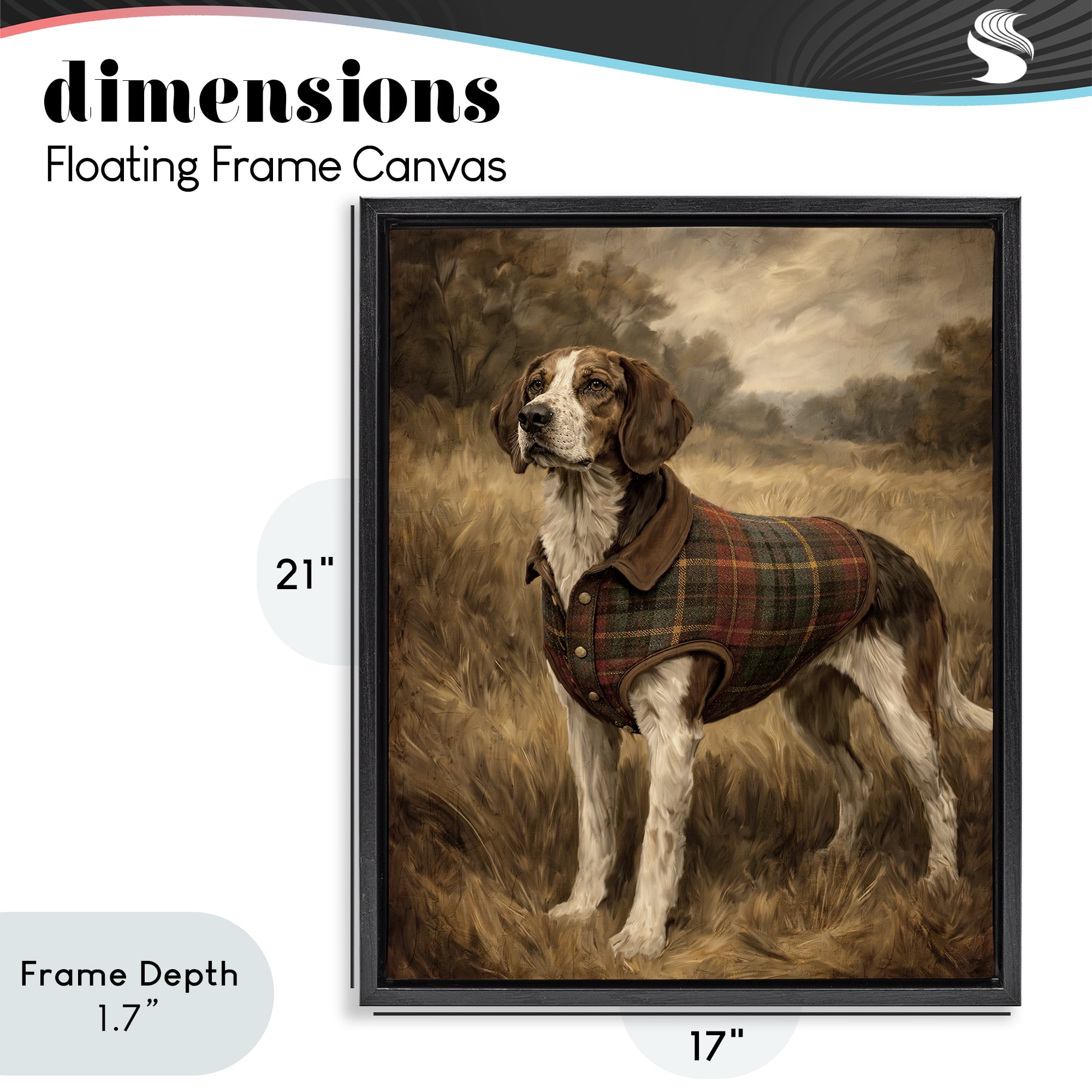Stupell Industries Hunting Days Plaid Jacket Hound Black Framed Floater Canvas Wall Art, design by Kim Allen