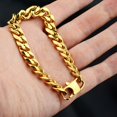 thumbnail image 2 of 14K Yellow Gold Plated Bracelet - 10mm Cuban Link Chain, Gold Bracelet for Men & Women, 2 of 7