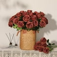 thumbnail image 2 of 10PCS Artificial Roses Flower Silk Rose with Stem Realistic Artificial Long Stem Black Rose Valentine's Day Fake Roses Bouquet for Wedding Home Decoration, 2 of 5