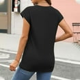 thumbnail image 6 of Womens Summer Outfits Short Sleeved Solid Color Crew Neck Covered Sleeve Plus Size Womens Clothing, 6 of 6