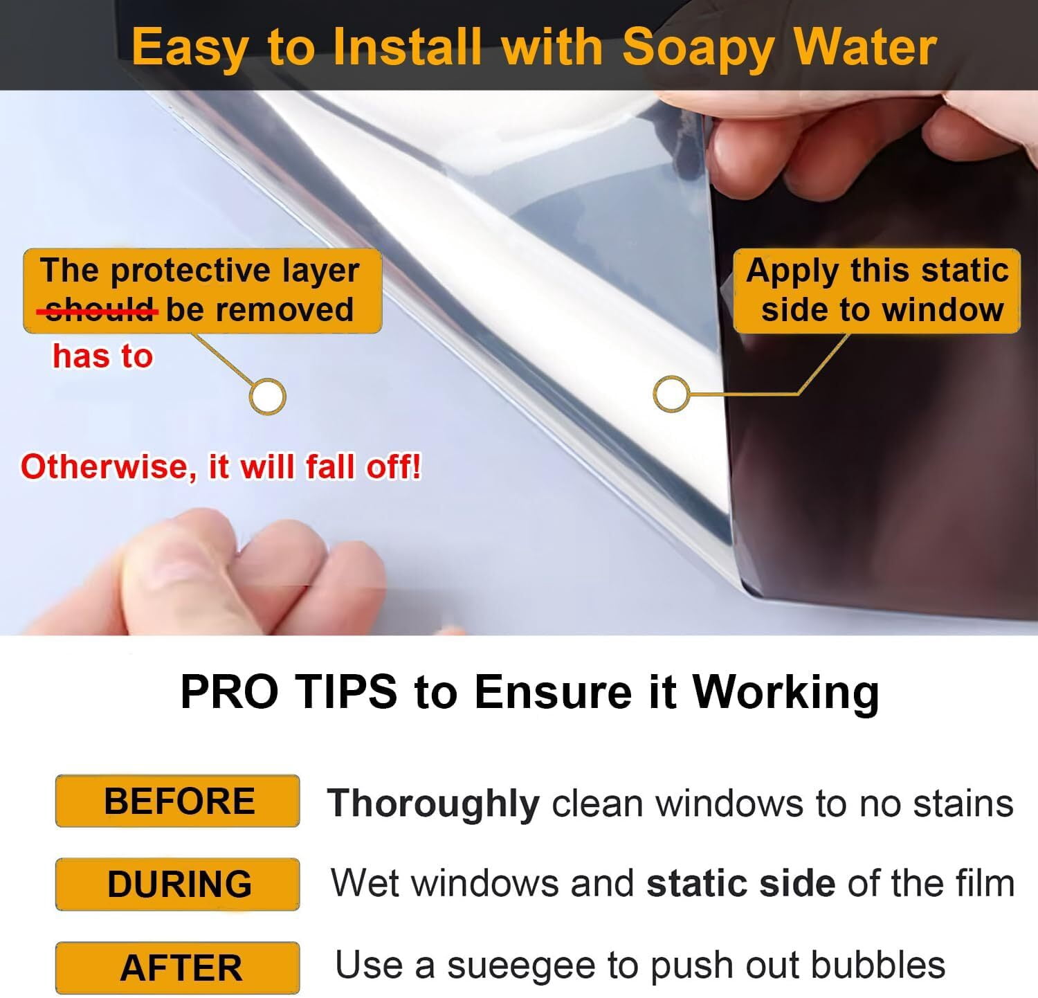 One Way Privacy Window Film, Heat Control Window Tint for Home, Sun Blocking Reflective Window Film See Out Not in, Blackout Film for Windows Office Door (Black, 19.69" × 196.9")