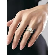 Womens Believe by Brilliance Fine Silver Plate Opal Ring with AAA CZ Stones in Size 9.